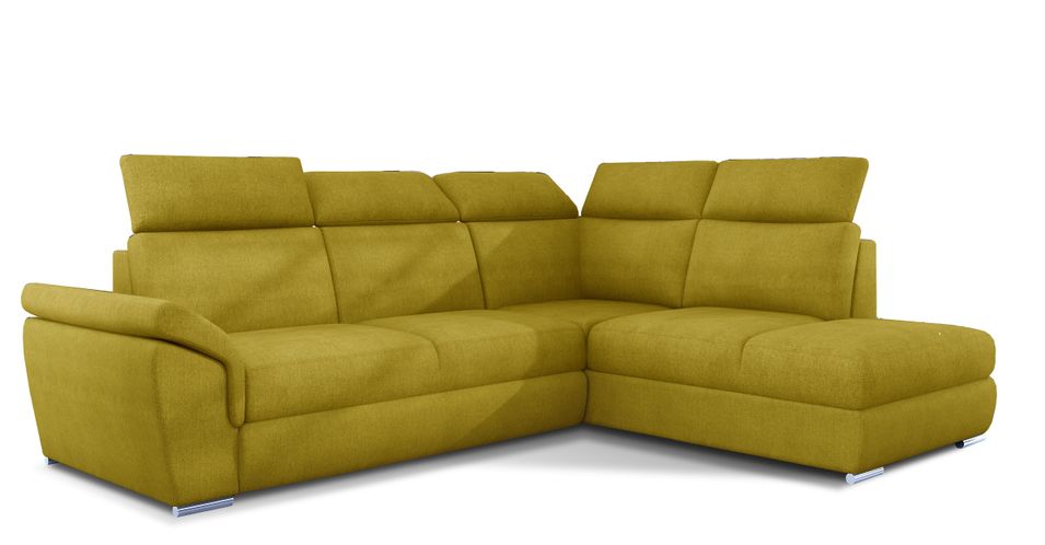 Canapé d'angle convertible en tissu KEPITA - Appuis-tête réglables et rangement - Photo n°1