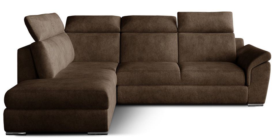 Canapé d'angle convertible en tissu KEPITA - Appuis-tête réglables et rangement - Photo n°1