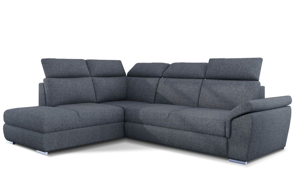 Canapé d'angle convertible en tissu KEPITA - Appuis-tête réglables et rangement - Photo n°1