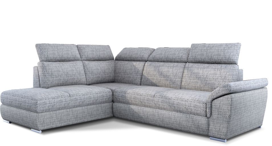Canapé d'angle convertible en tissu KEPITA - Appuis-tête réglables et rangement - Photo n°1