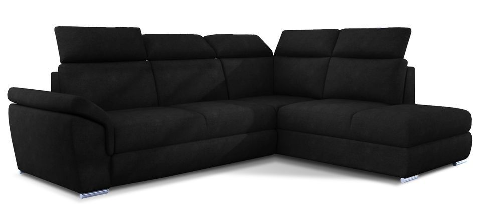 Canapé d'angle convertible en velours KEPITA - Appuis-tête réglables et rangement - Photo n°1