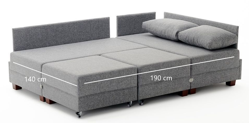 Canapé d'angle convertible et 2 poufs tissu Tikona 280 cm - Photo n°8