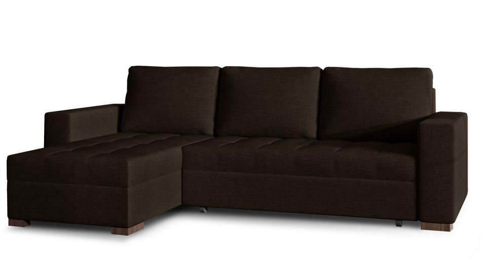 Canapé d'angle convertible et réversible tissu marron Zelly 237 cm - Photo n°1