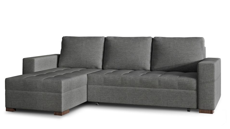 Canapé d'angle convertible et réversible tissu gris foncé Zelly 237 cm - Photo n°1