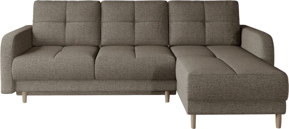 Canapé d'angle convertible et réversible tissu KINDO - Pieds bois clair - Photo n°1