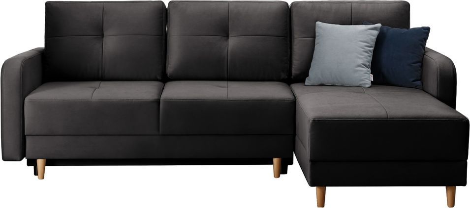 Canapé d'angle convertible et réversible tissu KINDO - Pieds bois clair - Photo n°1