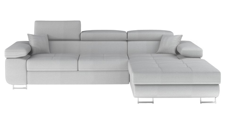 Canapé d’angle convertible KALIZO en velours avec coffre et têtières réglables – 289 cm - Photo n°1