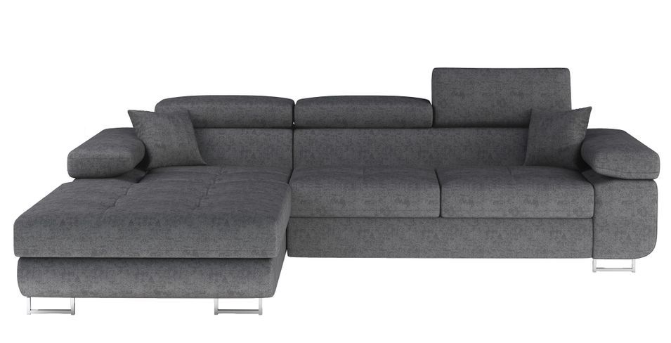 Canapé d’angle convertible KALIZO en velours avec coffre et têtières réglables – 289 cm - Photo n°1