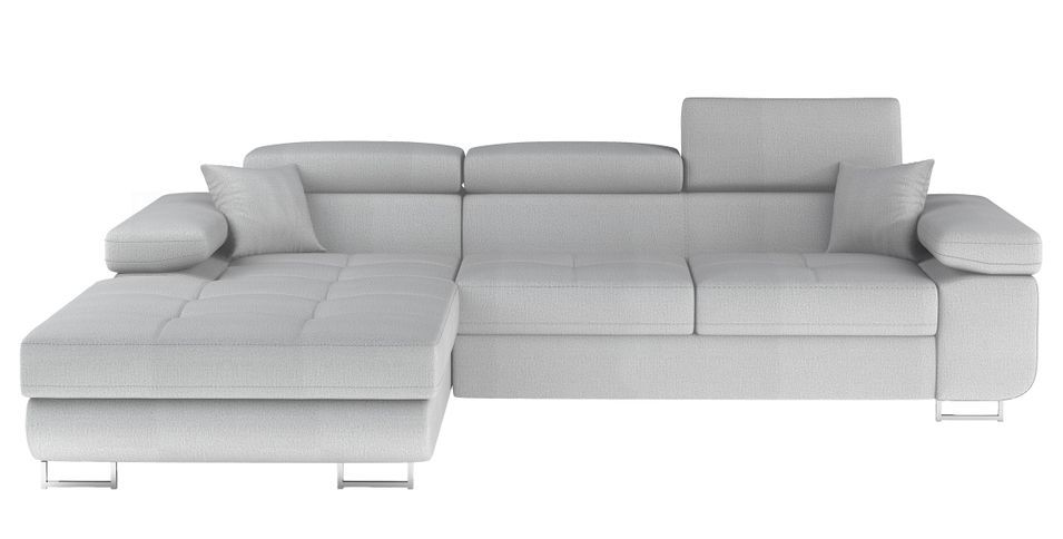 Canapé d’angle convertible KALIZO en velours avec coffre et têtières réglables – 289 cm - Photo n°1