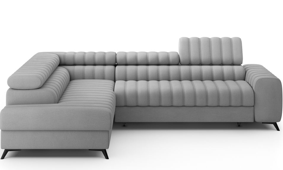 Canapé d’angle convertible KANDO en tissu texturé – 269 cm - Photo n°1