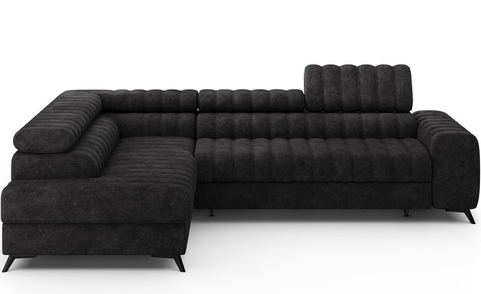 Canapé d’angle convertible KANDO en tissu texturé – 269 cm - Photo n°1