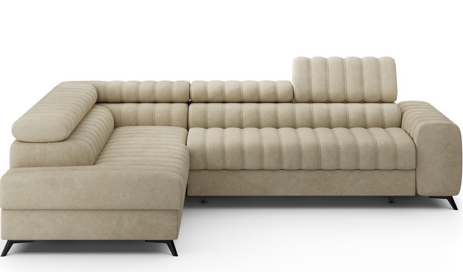 Canapé d’angle convertible KANDO en tissu texturé – 269 cm - Photo n°1