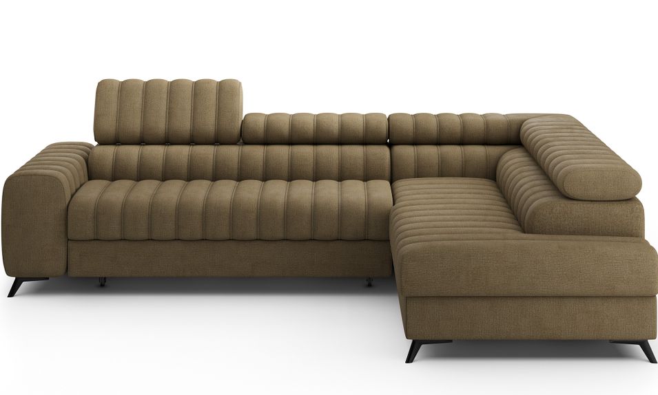 Canapé d’angle convertible KANDO en tissu texturé – 269 cm - Photo n°1