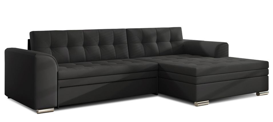 Canapé d’angle convertible KAPONA en simili cuir avec pieds en acier chromé – 275 cm - Photo n°1