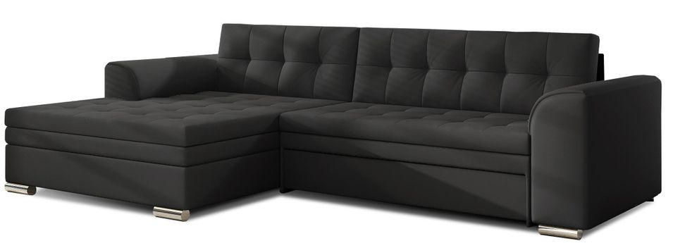 Canapé d’angle convertible KAPONA en simili cuir avec pieds en acier chromé – 275 cm - Photo n°1