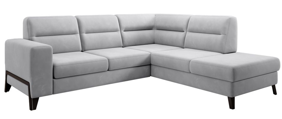 Canapé d’angle convertible KAZAL en velours avec dossiers réglables et pieds en acier noir – 277 cm - Photo n°1