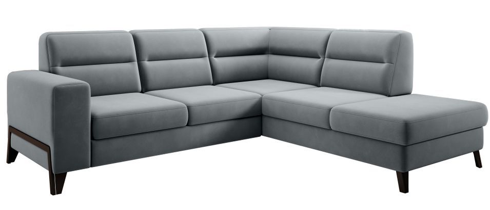 Canapé d’angle convertible KAZAL en velours avec dossiers réglables et pieds en acier noir – 277 cm - Photo n°1