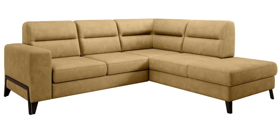 Canapé d’angle convertible KAZAL en velours avec dossiers réglables et pieds en acier noir – 277 cm - Photo n°1