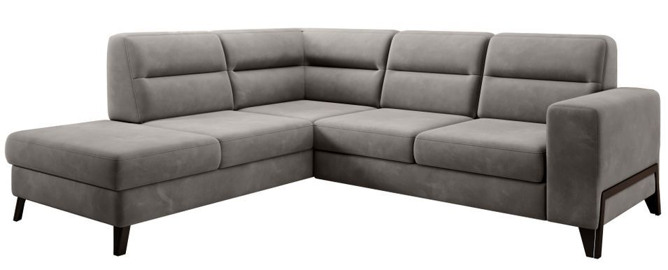 Canapé d’angle convertible KAZAL en velours avec dossiers réglables et pieds en acier noir – 277 cm - Photo n°1