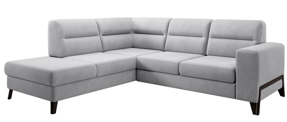 Canapé d’angle convertible KAZAL en velours avec dossiers réglables et pieds en acier noir – 277 cm - Photo n°1