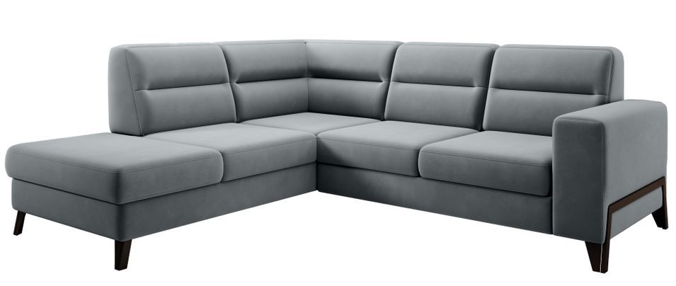 Canapé d’angle convertible KAZAL en velours avec dossiers réglables et pieds en acier noir – 277 cm - Photo n°1