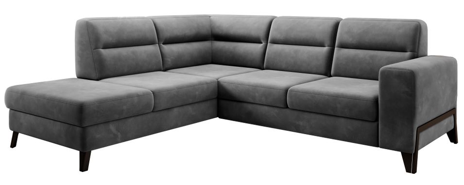 Canapé d’angle convertible KAZAL en velours avec dossiers réglables et pieds en acier noir – 277 cm - Photo n°1