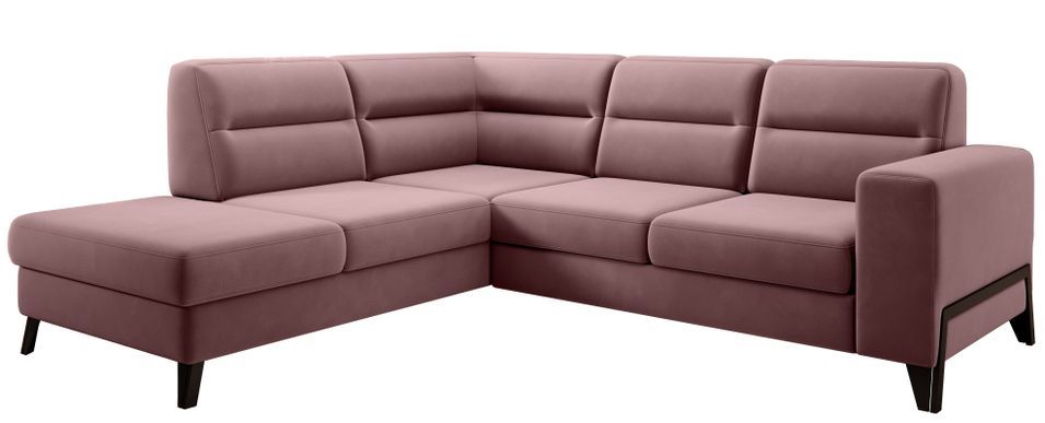 Canapé d’angle convertible KAZAL en velours avec dossiers réglables et pieds en acier noir – 277 cm - Photo n°1