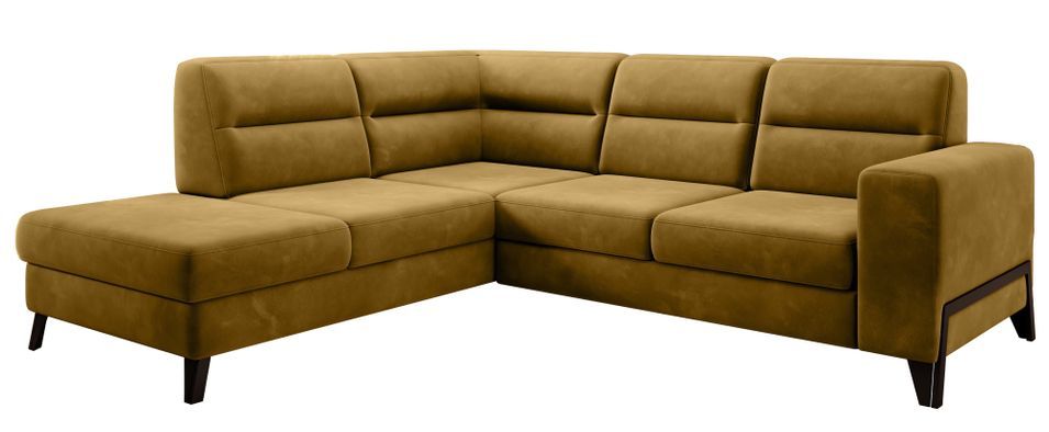 Canapé d’angle convertible KAZAL en velours avec dossiers réglables et pieds en acier noir – 277 cm - Photo n°1