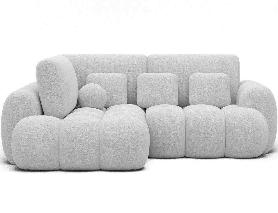 Canapé d'angle convertible KOZON en tissu bouclette avec coffre de rangement - 267 cm - Photo n°1