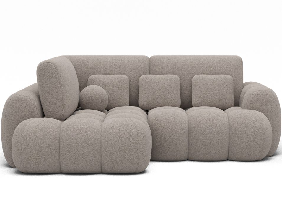 Canapé d'angle convertible KOZON en tissu bouclette avec coffre de rangement - 267 cm - Photo n°1