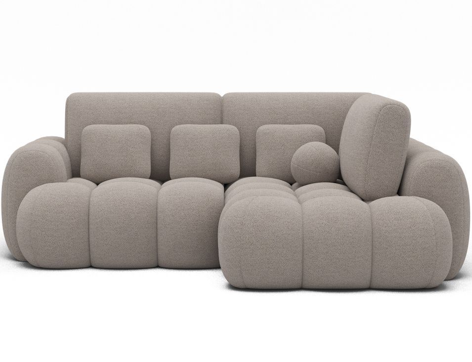 Canapé d'angle convertible KOZON en tissu bouclette avec coffre de rangement - 267 cm - Photo n°1