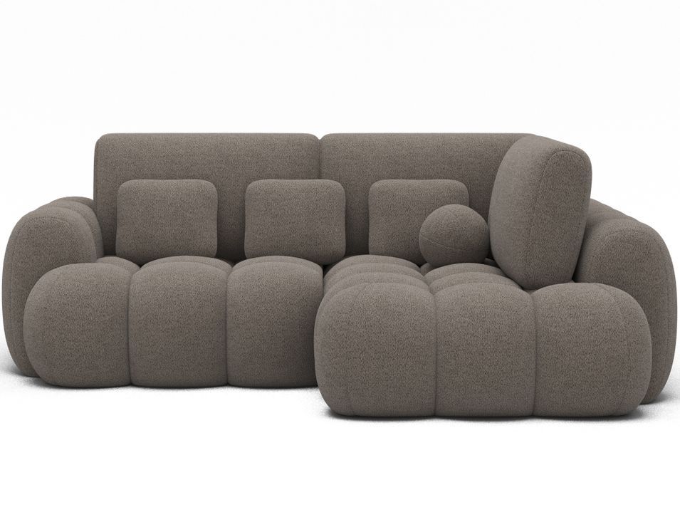 Canapé d'angle convertible KOZON en tissu bouclette avec coffre de rangement - 267 cm - Photo n°1