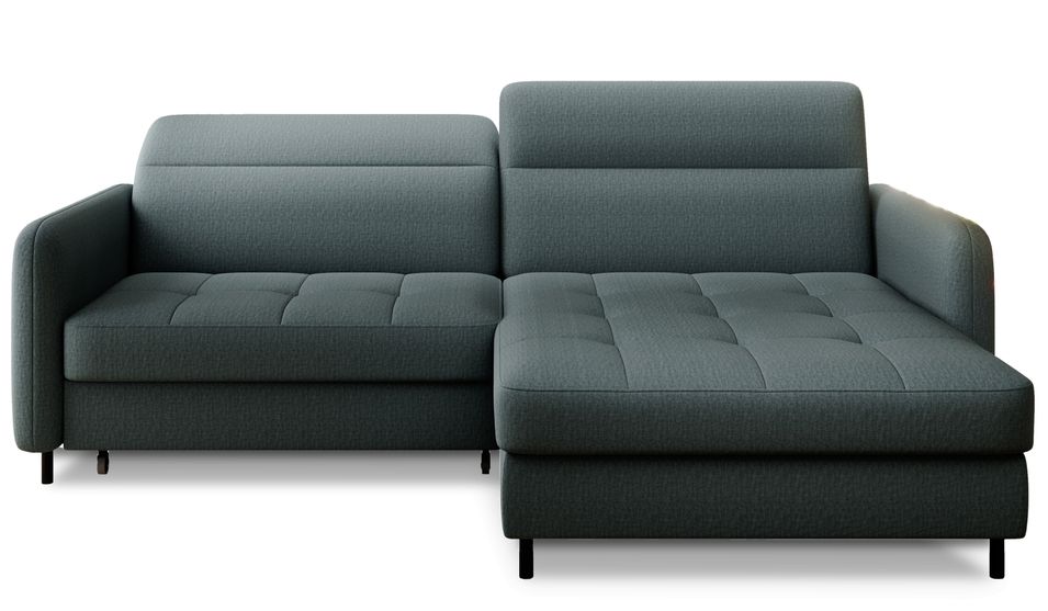 Canapé d’angle convertible KUNDER en tissu avec coffre de rangement – 228 cm - Photo n°1