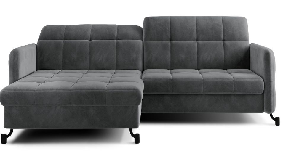 Canapé d’angle convertible LORI en velours avec coffre de rangement – 225 cm - Photo n°1