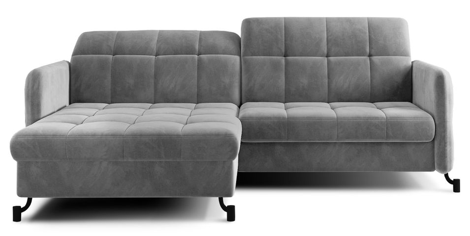 Canapé d’angle convertible LORI en velours avec coffre de rangement – 225 cm - Photo n°1