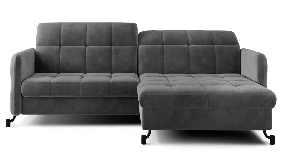 Canapé d’angle convertible LORI en velours avec coffre de rangement – 225 cm - Photo n°1