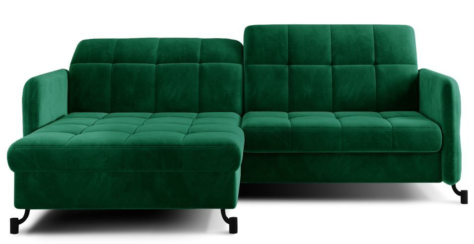 Canapé d’angle convertible LORI en velours avec coffre de rangement – 225 cm - Photo n°1