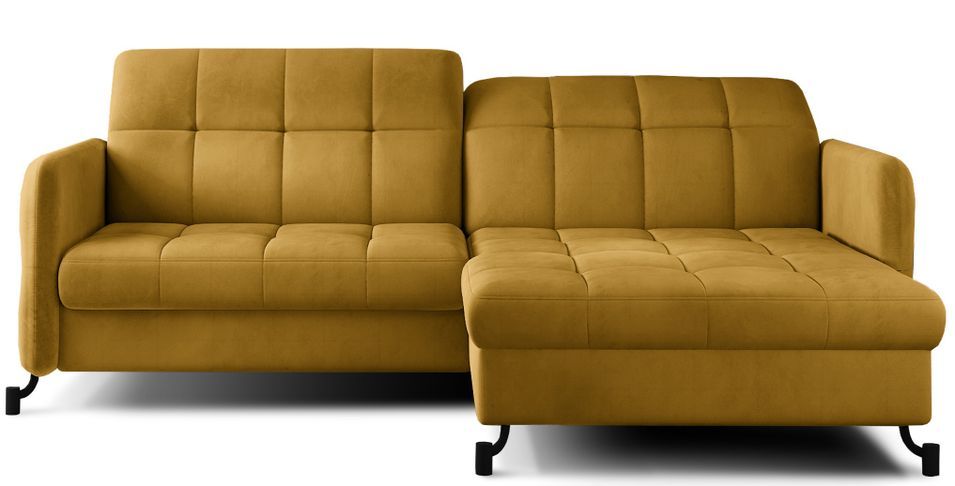 Canapé d’angle convertible LORI en velours avec coffre de rangement – 225 cm - Photo n°1