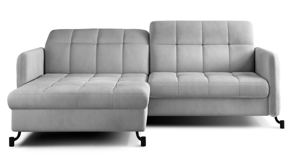Canapé d’angle convertible LORI en velours avec coffre de rangement – 225 cm - Photo n°1