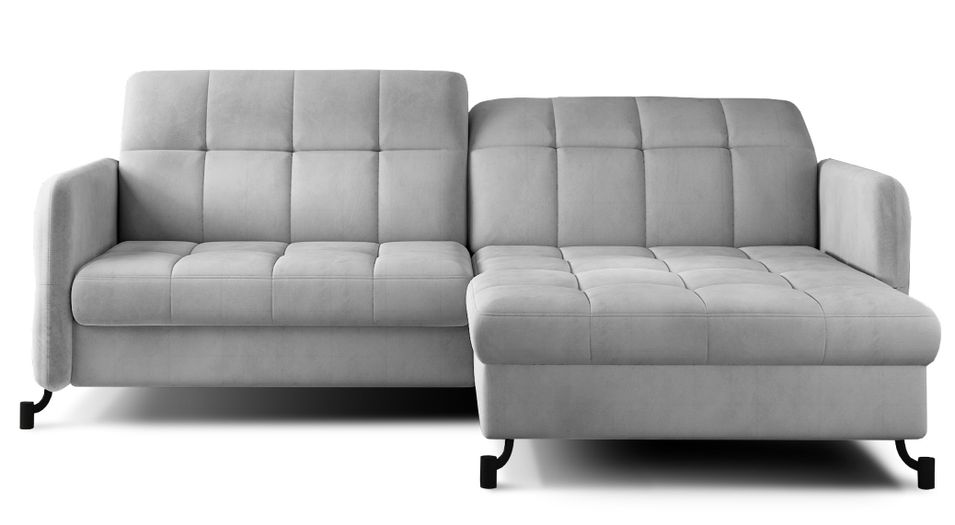 Canapé d’angle convertible LORI en velours avec coffre de rangement – 225 cm - Photo n°1