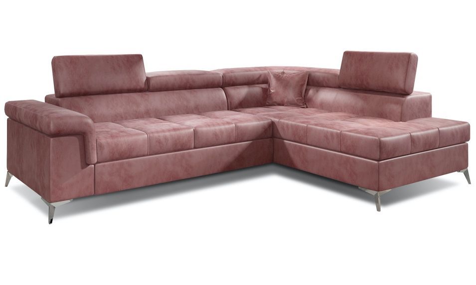 Canapé d’angle convertible MARIDO en tissu avec coffre et têtières réglables – 275 cm - Photo n°1