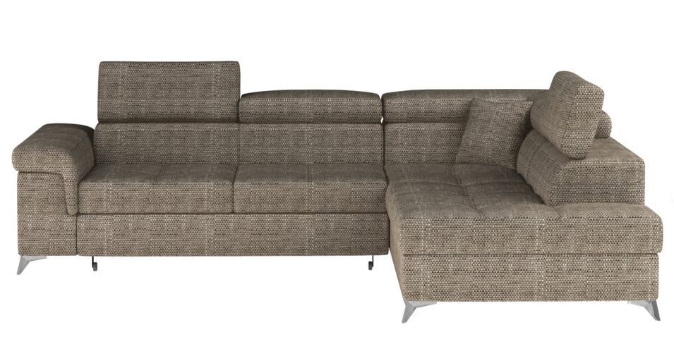 Canapé d’angle convertible MARIDO en tissu avec coffre et têtières réglables – 275 cm - Photo n°1