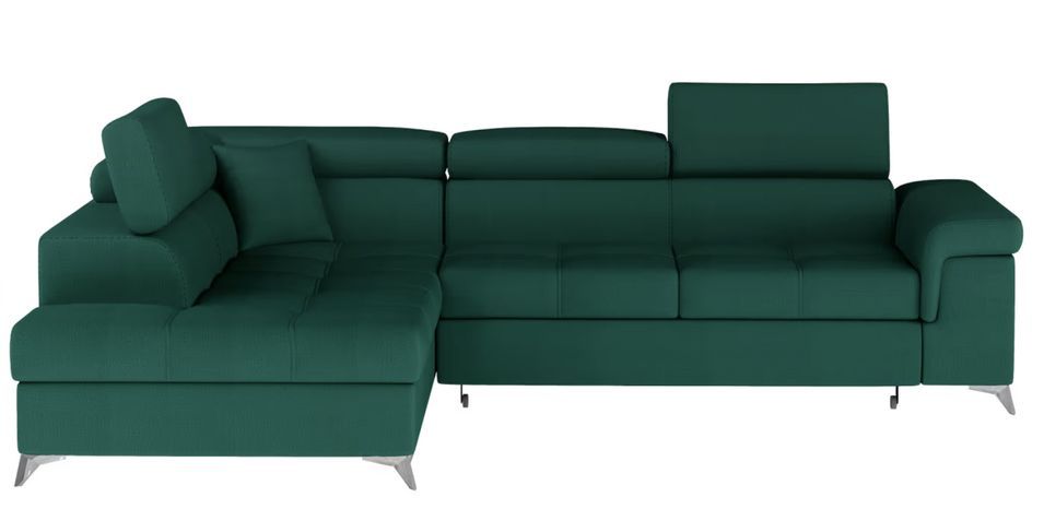 Canapé d’angle convertible MARIDO en velours avec coffre et têtières réglables – 275 cm - Photo n°1