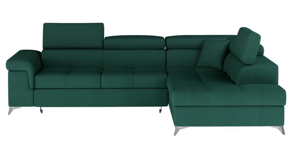 Canapé d’angle convertible MARIDO en velours avec coffre et têtières réglables – 275 cm - Photo n°1