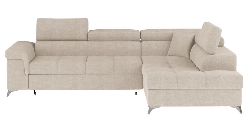 Canapé d’angle convertible MARIDO en velours avec coffre et têtières réglables – 275 cm - Photo n°1