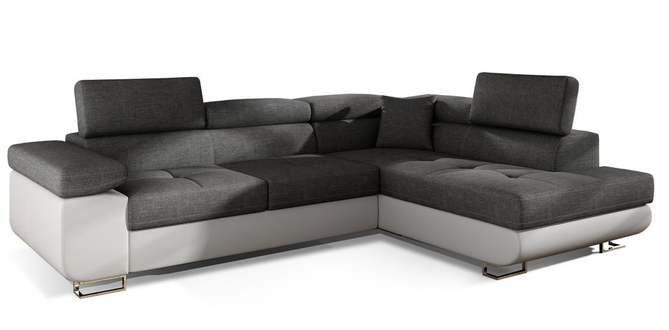 Canapé d’angle convertible MARKA en tissu et simili cuir – 272 cm - Photo n°1