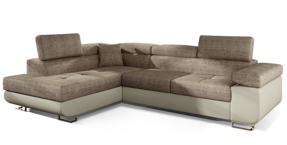 Canapé d’angle convertible MARKA en tissu et simili cuir – 272 cm - Photo n°1