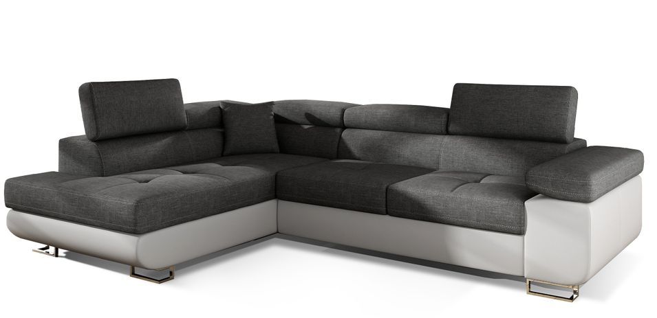 Canapé d’angle convertible MARKA en tissu et simili cuir – 272 cm - Photo n°1