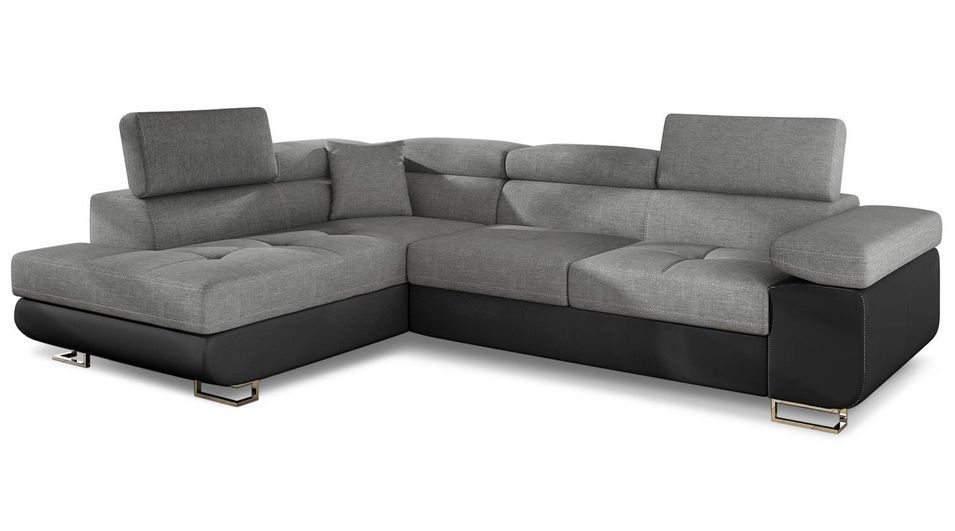Canapé d’angle convertible MARKA en tissu et simili cuir – 272 cm - Photo n°1