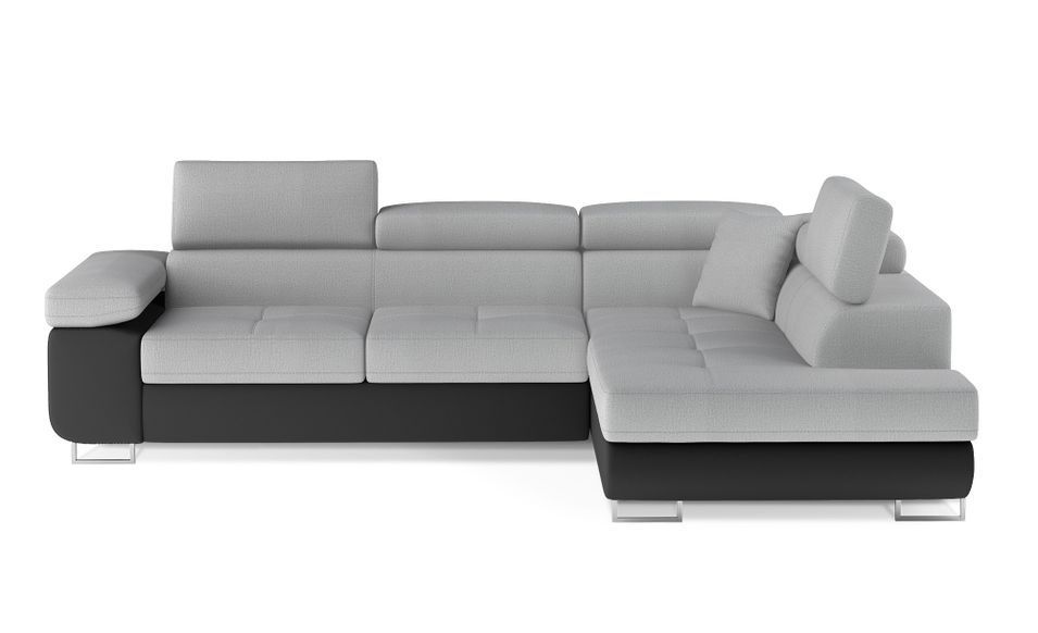 Canapé d’angle convertible MARKA en velours avec coffre et têtières réglables – 272 cm - Photo n°1